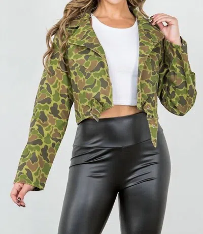 Gjg Denim Combat Jacket In Multi In Green