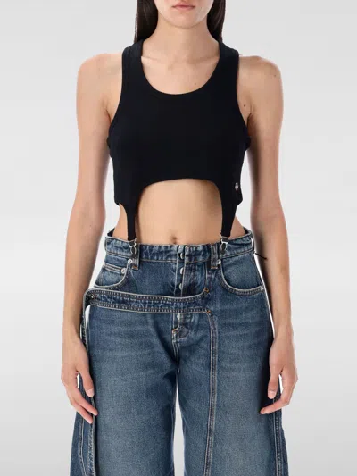 Jean Paul Gaultier Cotton Ribbed Bra With Lingerie Garter In Black