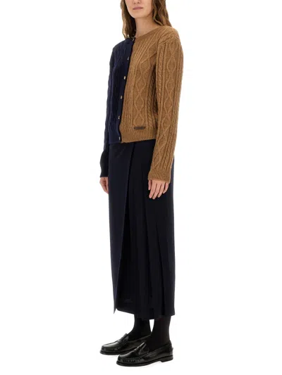 Moschino High Waist Pleated Midi Skirt Toggle In Black