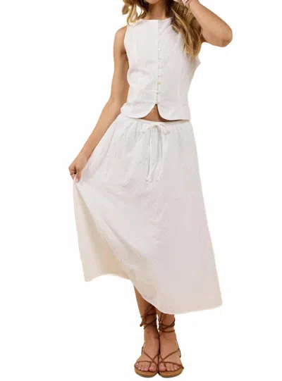 Sadie & Sage Sundream Eyelet Drawstring Maxi Skirt In White In White