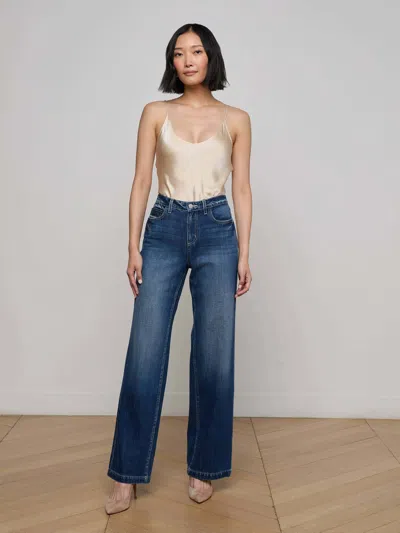 L'agence Scottie High Rise Wide Leg Jeans Marvista In Blue