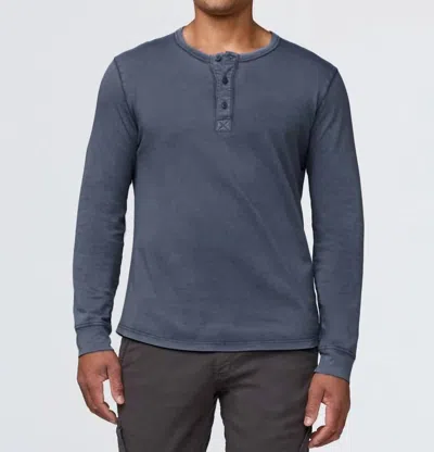 Duer Vintage Henley Long Sleeve Shirt In Washed Indigo In Blue