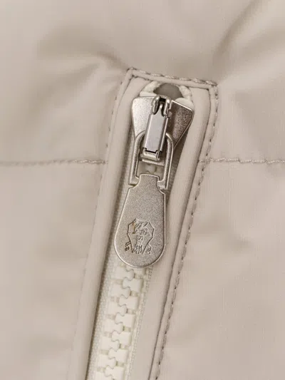 Brunello Cucinelli Ivory Bonded Taffeta Padded Vest In Neutral