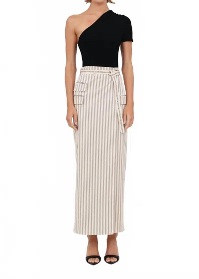 Nonchalantlabel Ula Maxi Skirt In White/black Stripe In Multi