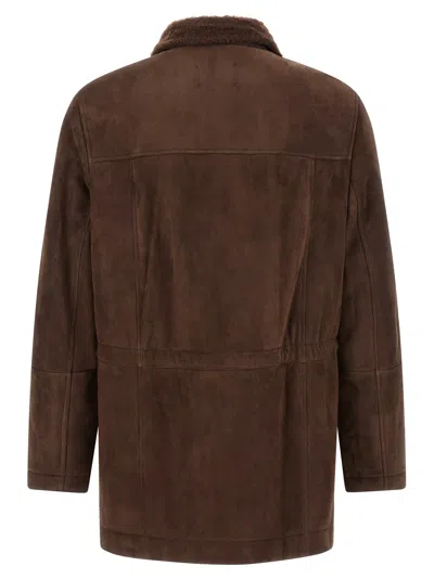 Brunello Cucinelli Shearling Jacket In Brown