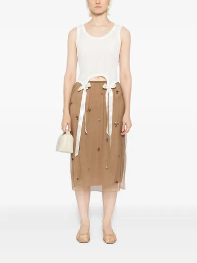 Jnby Graphic Mesh Skirt In Brown