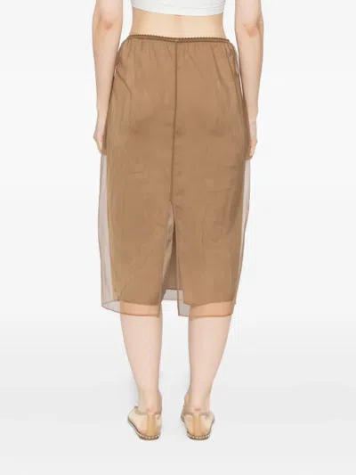 Jnby Graphic Mesh Skirt In Brown