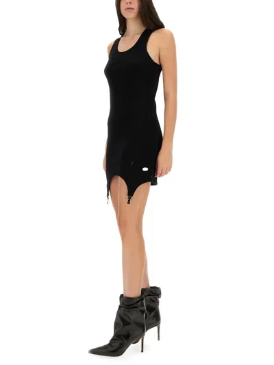 Jean Paul Gaultier Cotton Ribbed Tank Top With Lingerie Garter In Black