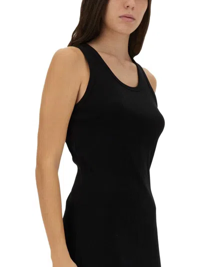 Jean Paul Gaultier Cotton Ribbed Tank Top With Lingerie Garter In Black