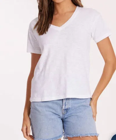 Mod-o-doc Short Sleeves V-neck Boxy Tee In White In White