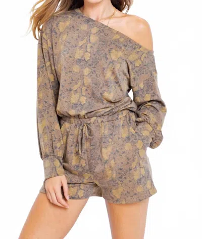 Le Lis Sahara Nights Snake Print Romper In Brown In Multi