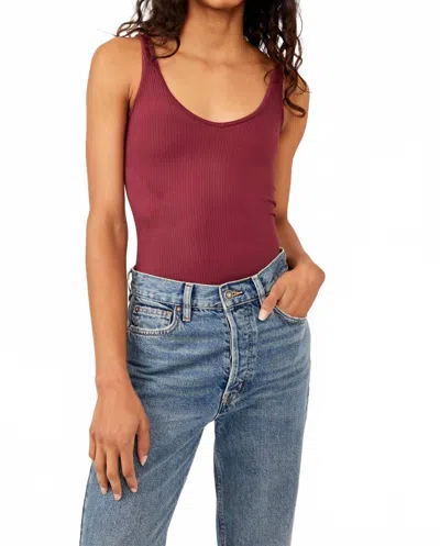 Free People Xyz Recycled Bodysuit In Plumwine In Burgundy