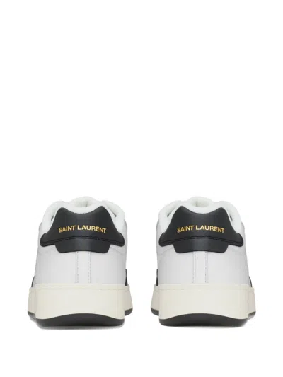 Saint Laurent White And Black Leather Sneakers In Multi