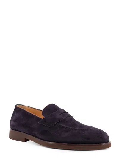 Brunello Cucinelli Suede Logo-embossed Loafers In Blue
