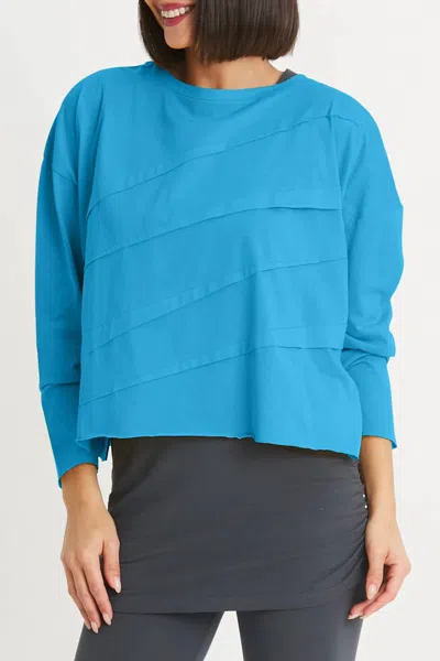 Planet By Lauren G Tucked Luxury Boxy Tee In Lake In Blue