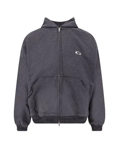 Balenciaga Men Grey Sweatshirt With Fixed Hood And Logo Detail On The Front In Cotton Man In Gray
