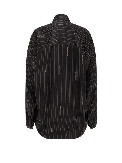 Balenciaga Pinstriped Black Button-down Shirt Women In Brown