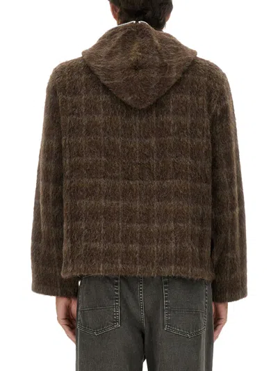 Our Legacy Textured Full Zip Hood Sweatshirt With Cozy Hood In Multi