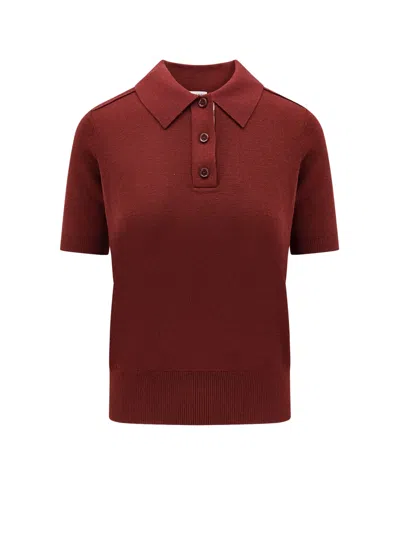 Burberry Bordeaux Wool Polo Shirt In Multi
