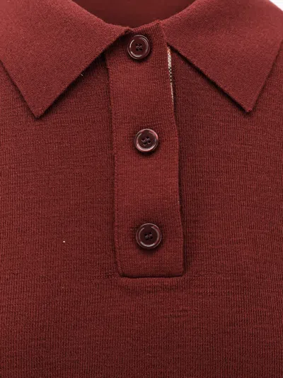 Burberry Bordeaux Wool Polo Shirt In Multi