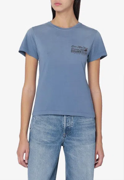 Golden Goose Db Golden Club Print Faded T-shirt In Blue