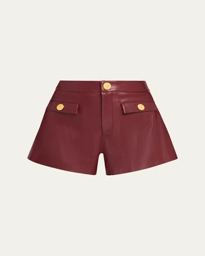 L'agence Dionne Vegan Leather Short In Black Cherry In Burgundy
