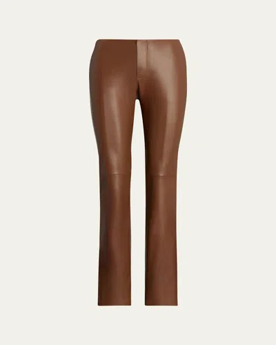 Ralph Lauren Bejamen Soft Leather Pants In Brown