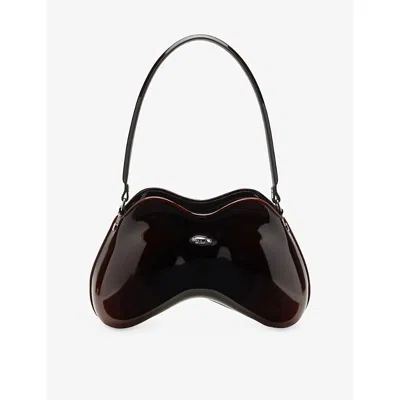 Diesel Curved Glossy Shoulder Bag Handle In Brown