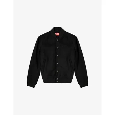 Diesel Bomber Jacket With Embroidered Logo In Black