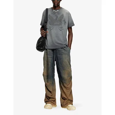 Diesel T-shirt With Phoenix Devoré In Gray