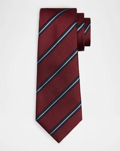 Giorgio Armani Men's Regimental Stripe Silk And Cotton Tie In Red