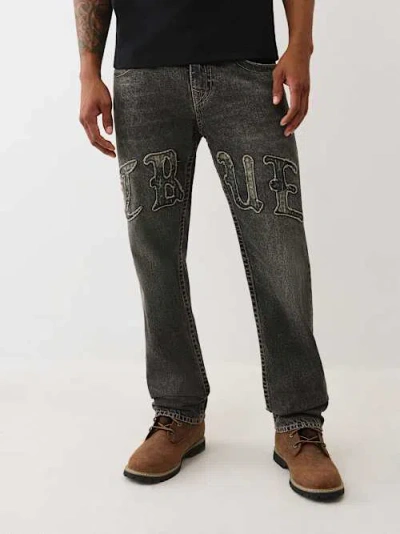 True Religion Men's Ricky Logo Appliqué Straight Jean In Gray