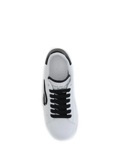 Dolce & Gabbana Calfskin Portofino Light Strobel Sneakers In White