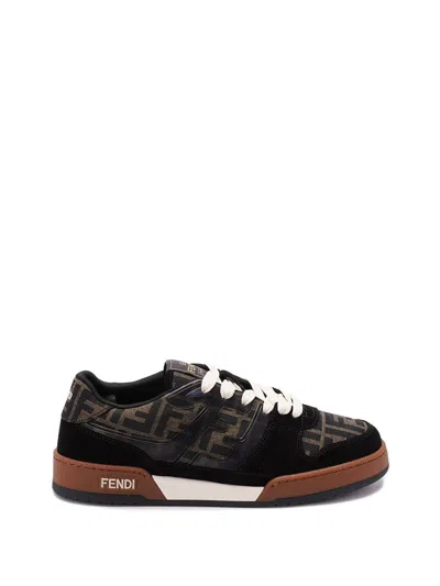 Fendi Match Ff Jacquard Low-top Sneakers In Brown