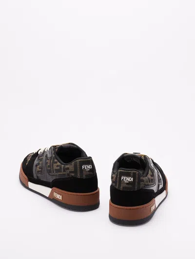 Fendi Match Ff Jacquard Low-top Sneakers In Brown
