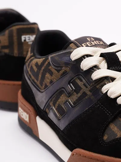 Fendi Match Ff Jacquard Low-top Sneakers In Brown