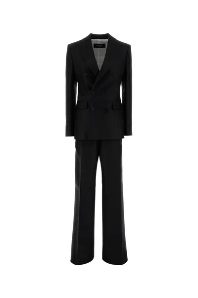 Dsquared2 Tailored Wool Blend Suit Jacket In Black