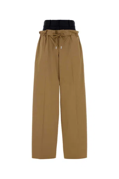Dsquared2 Wide Leg Poplin Trousers Drawstring Waist In Brown