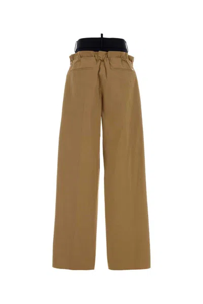 Dsquared2 Wide Leg Poplin Trousers Drawstring Waist In Brown