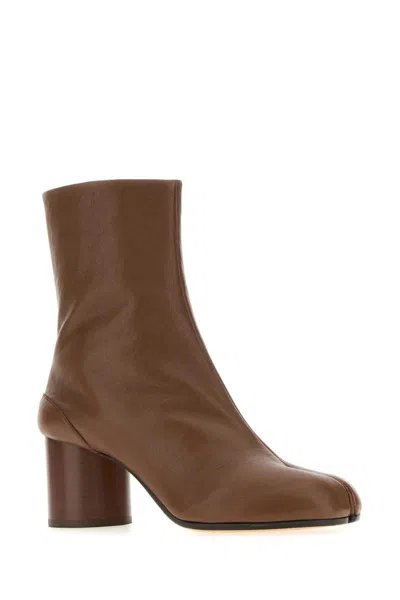 Maison Margiela Tabi 60 Nappa Leather Ankle Boots In Brown