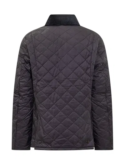 Barbour Heritage Liddesdale Blue Jacket With Classic Corduroy Collar And Logo Lettering On The Front In Tech In Blue