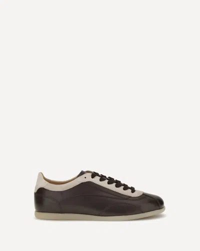 Brunello Cucinelli Calfskin And Suede Sneakers In Brown