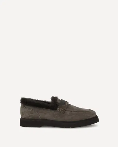 Brunello Cucinelli Women Furry Loafers In Gray