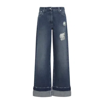 Simone Rocha Distressed Straight Leg Jeans Women In Blue