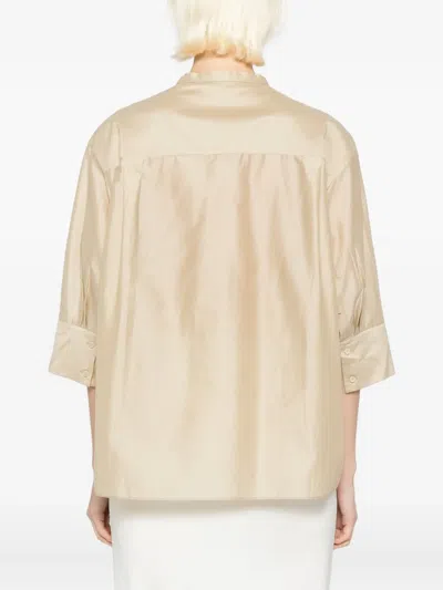 Less Draped-detailing Blouse In Brown
