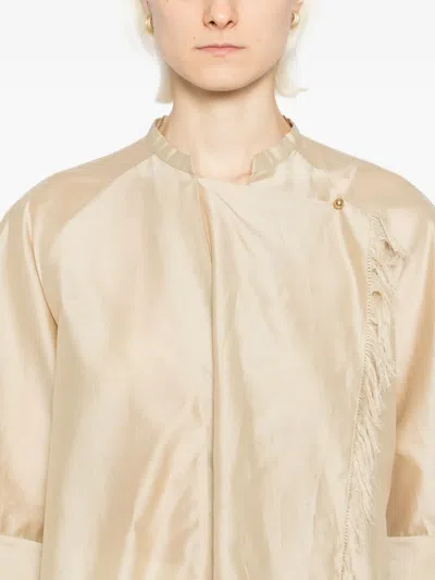 Less Draped-detailing Blouse In Brown