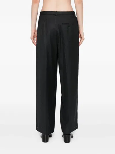 Jnby Wool Jacquard Trousers In Black
