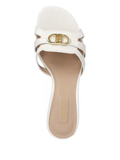 Liu •jo Liu Jo Sofi Leather Sandals 01 With Leaf And Largo Heel 6 Cm In White