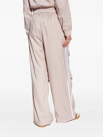 Adidas Originals Three-stripe Gathered Trousers In Neutral