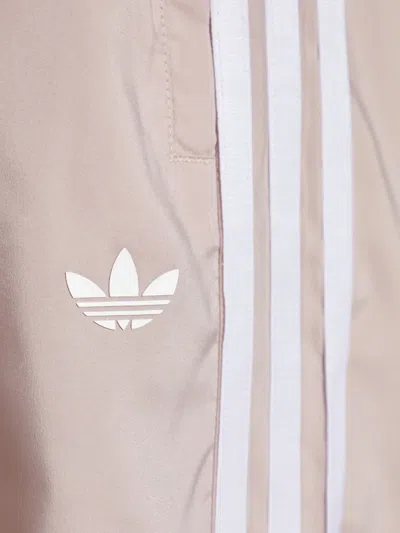Adidas Originals Three-stripe Gathered Trousers In Neutral